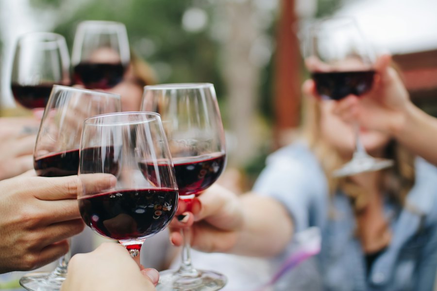 Glasses meeting in a toast